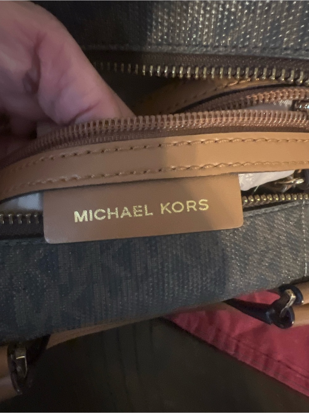 Michael Kors Brown Logo Satchel with Tan Leather Trim - Picture 5 of 5